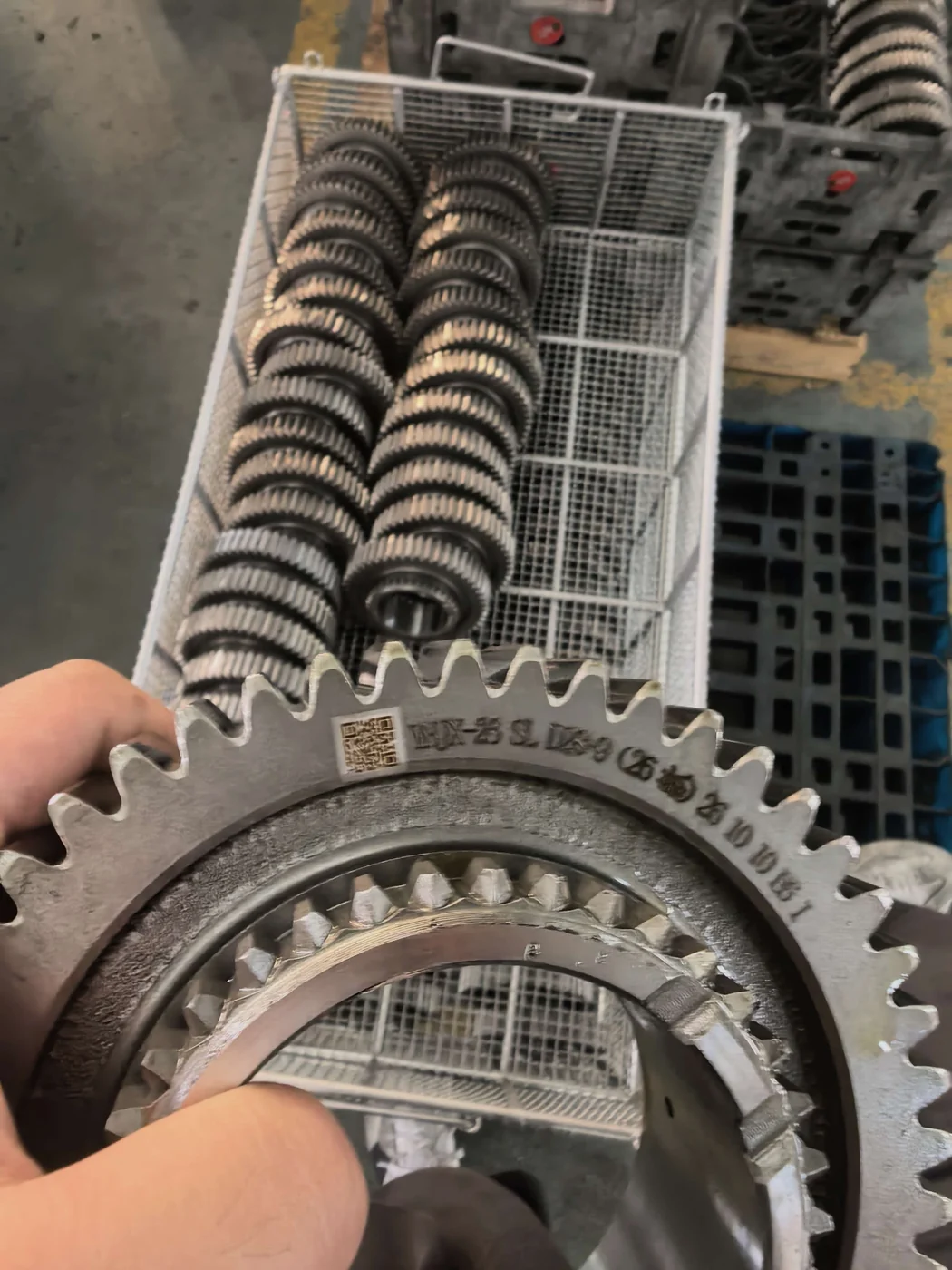 成品齿轮二维码激光打标实拍